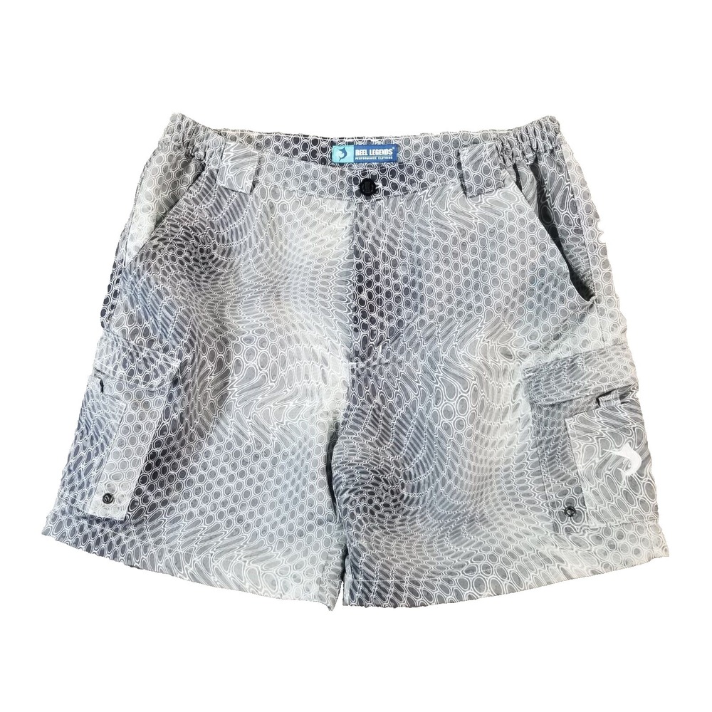 Reel Legends cargo shorts men's large gray comfort waist outdoor fishing